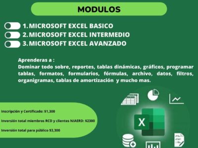 Diplomado Microsoft Excel Básico/ Intermedio/ Avanzado para Contadores y Público en General . Inscripción y Certificado $1,300