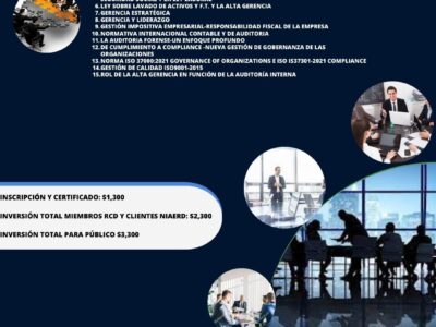 Diplomado Alta Gerencia Paga Inscripción y Certificado $1,300-Duración 4 meses, jueves y cada jueves 7:00pm